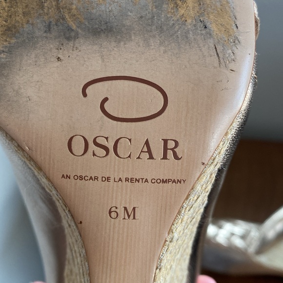 Oscar by Oscar de la Renta Gold Weaved Crystal Open Toe Wedge Heels, Women's 6 M - Picture 12 of 16